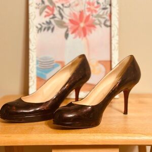 Christian Louboutin Prorata 90 Patent Calf Turtle Tartaruga Heels Pumps 37.5